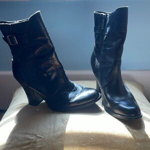 Black leather Harley Davidson ankle boots